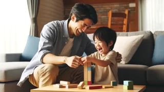 子どもと遊ぶ父親